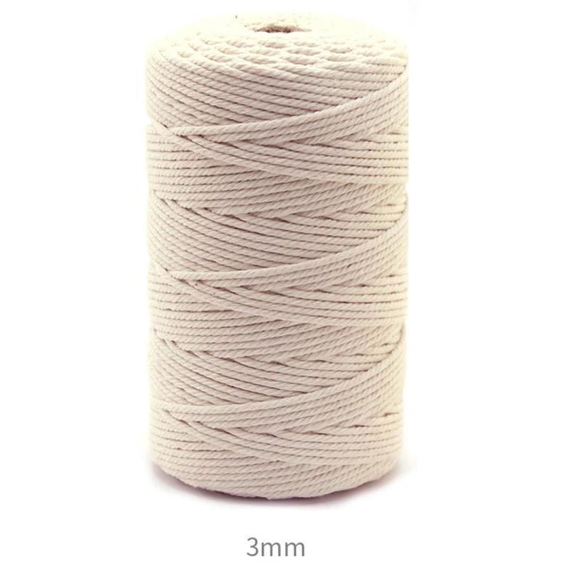 

Натуральный шнур макраме 1мм-6мм 109/218 ярдов Веревка макраме Хлопковый шнур для настенных поделок Кашпо для растений Свадебный декор Вязание 200m
