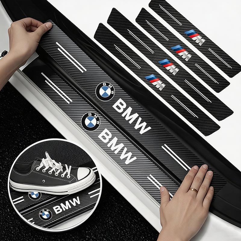 BMW Car Door Sill Scuff Plate Decor Carbon Fiber Stickers For BMW M E46 E90 E60 F30 F10 E39 E36 F20 G30 G20 E87 E92 E91 E30 F11 xn8