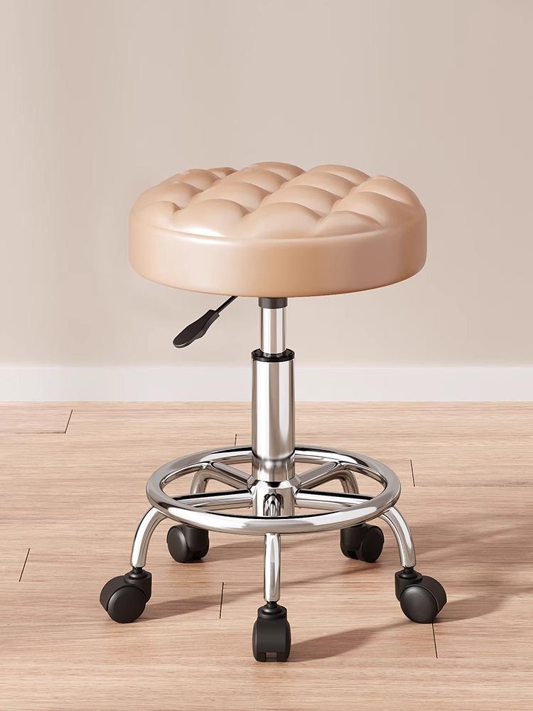 Modern Minimalist Beauty Stool, Adjustable Mobile Hairdressing Chair, Comfortable Cushioned Backrest Seat, Salon Barber Stool