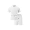 Mens Casual Sports Jacquard Short Sleeve Polo Shirt And Shorts Set
