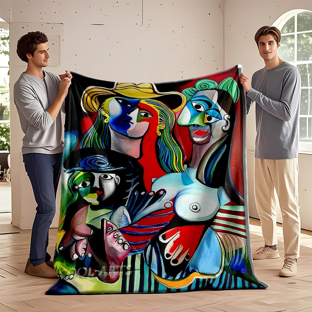 Colorful Abstract Cubism Art Blanket Design Flannel blanket for bedroom, living room, sofa, and nap sofas