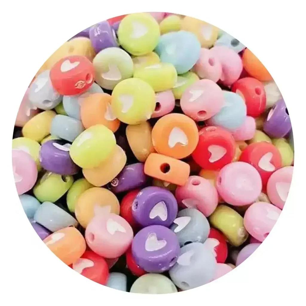 100-500PCS Love Heart Beads Acrylic Colorful Loose Spacer Beads for Jewelry Making DIY Handmade Bracelet Earrings Accessories