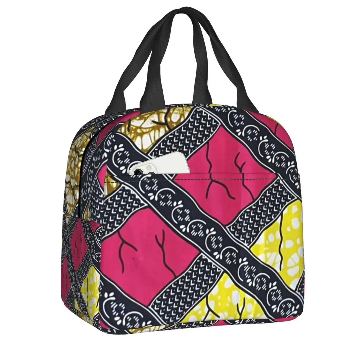 

Стильные и уникальные африканские принты Анкары, узорчатые дизайны, изолированные сумки для ланча, стиль Богемия, многоразовый термохолодильник, коробка для бенто 22x20x13CM бежевый