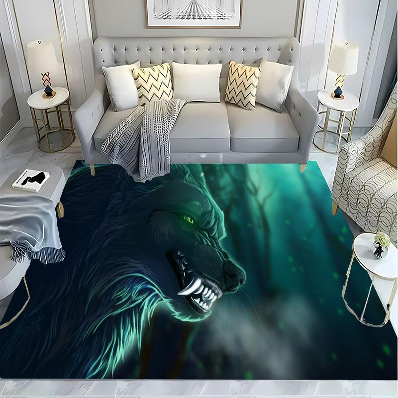 3D Printing Cartoon Wolf Large Area Carpets for Home Living Room Kids Bedroom Sofa Doormat Kitchen Floor Rugs Anti-slip Decor