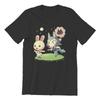 Men's T-shirt The Bunny and The Wolf Black Couples Matching Punk Men Cotton Tshirt Tees Tops Anime Harajuku Streetwear