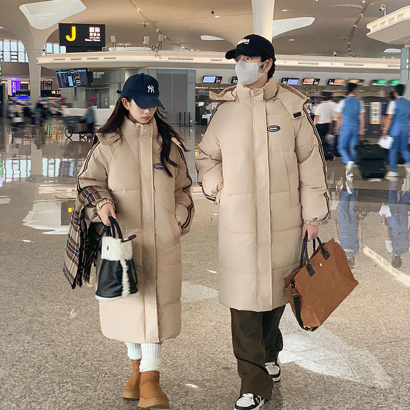 Down Cotton Jacket Winter 2025 New Korean Loose Thickened Student Couple Hooded Midi Bread Jacket Padded Jacket