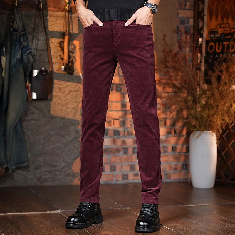 Pantaloni casual a coste caldi di tendenza da uomo, semplice stile a cinque tasche, colore opzionale, pantaloni casual da uomo, supporta il dropshipping