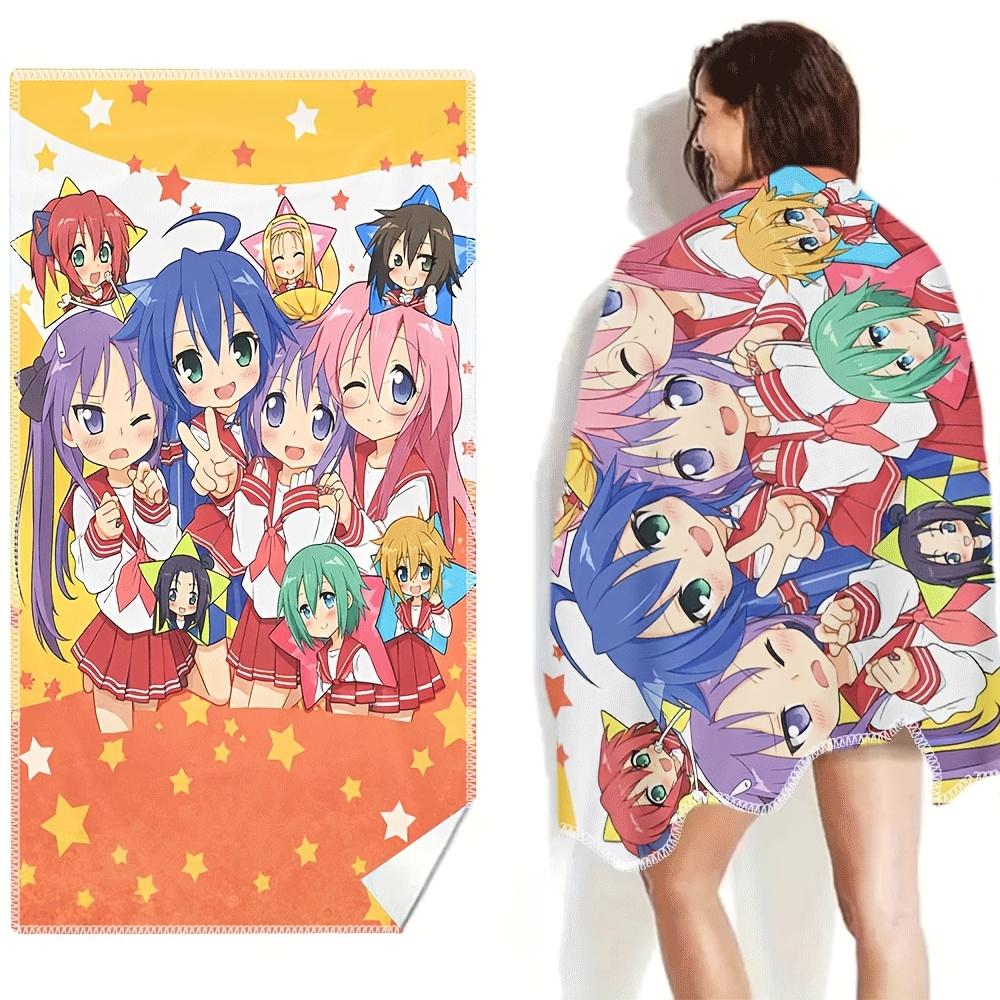 L-Lucky Star Anime Beach Towel Microfiber Soft Quick Dry Gym Sports Towel Konata Izumi Bath Towel for Bathroom Swimming Outdoor