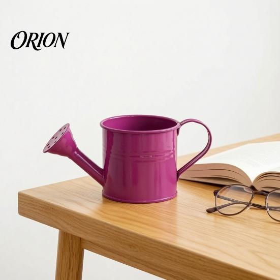 Ergonomic Handle Pouring Tool Metal Watering Can for Outdoor Plants, Small Kettle with Colorful Iron Floral Container Succulents Garden Flowers,