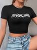 Letter Print Crop Women's T-shirt Casual Crew Neck Short Sleeve Top Women's Clothing Short Sleeved Harajuku Streetwear Tops Tees