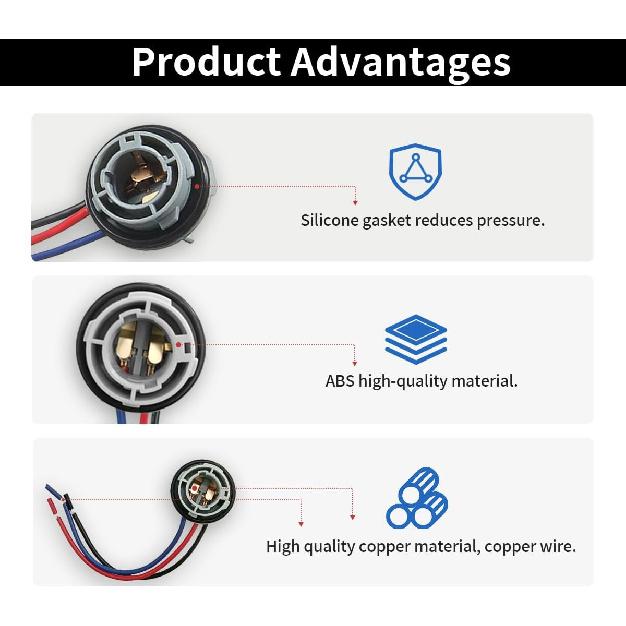 2PCS 1157 LED Bulb Socket Plug, Waterproof Turn Signal Brake Light Tail Light Socket Harness, Base Plug Connector Professional Car Accessories Fits