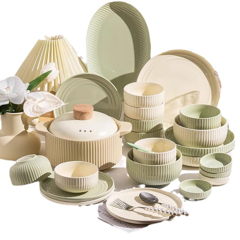 Kangmo Light Luxury Cream Ceramic Dinnerware Set
