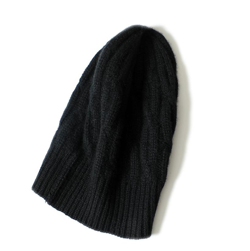 100% Cashmere  Cable Knitted Beanies New Design Custom Unisex Hats