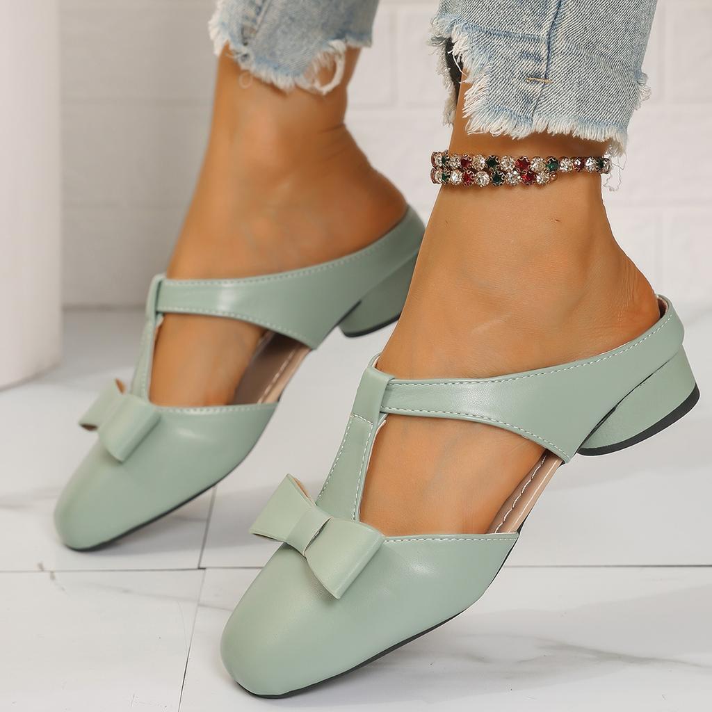 Fashion WNew Summer Butterfly-Knot Patent Leather Pointed Toe Women Slippers Fashion Thin High Heels Shoes Elegant Pumps