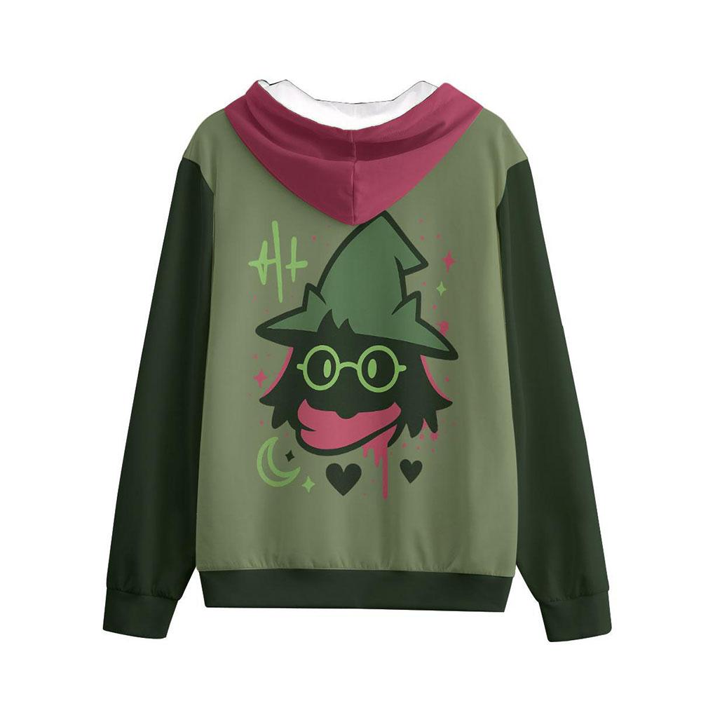 Felpe con zip Relsai Cosplay personalizzate Deltarune Giacca con cappuccio e zip Undertale Stampa grafica personaggio Motivo a cuore Felpa larga