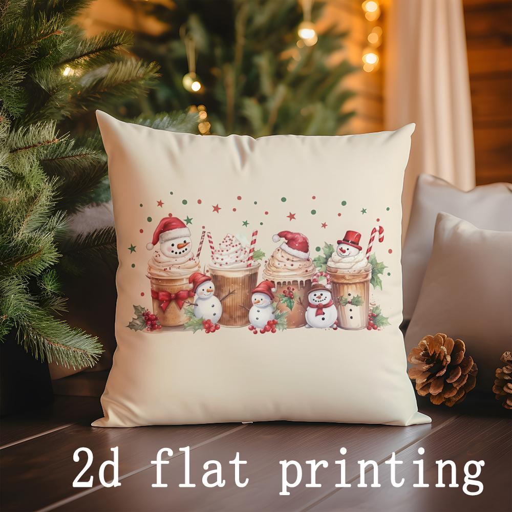Home Decor Christmas-themed Cute Cartoon Pillow Covers Pattern Cushion Cover Suitable for Sofa Bedroom Car Pillow Cover
