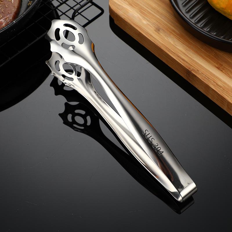 

Утолщенные щипцы из нержавеющей стали 304: Идеально для барбекю, стейка, хлеба, шведского стола и льда.