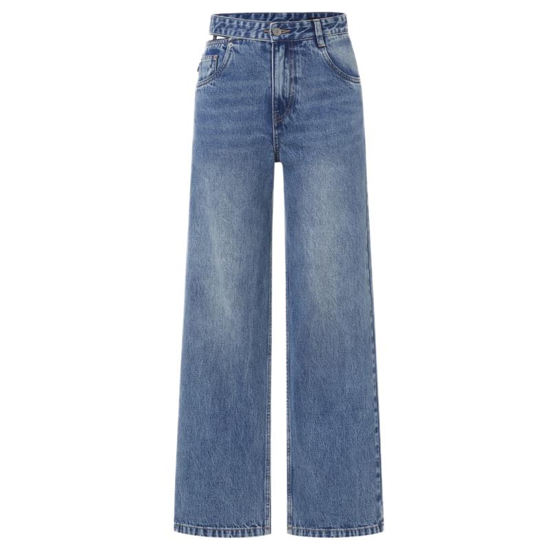 

MO&Co. Рваные джинсы из денима с высокой посадкой и прямыми штанинами XS (25)