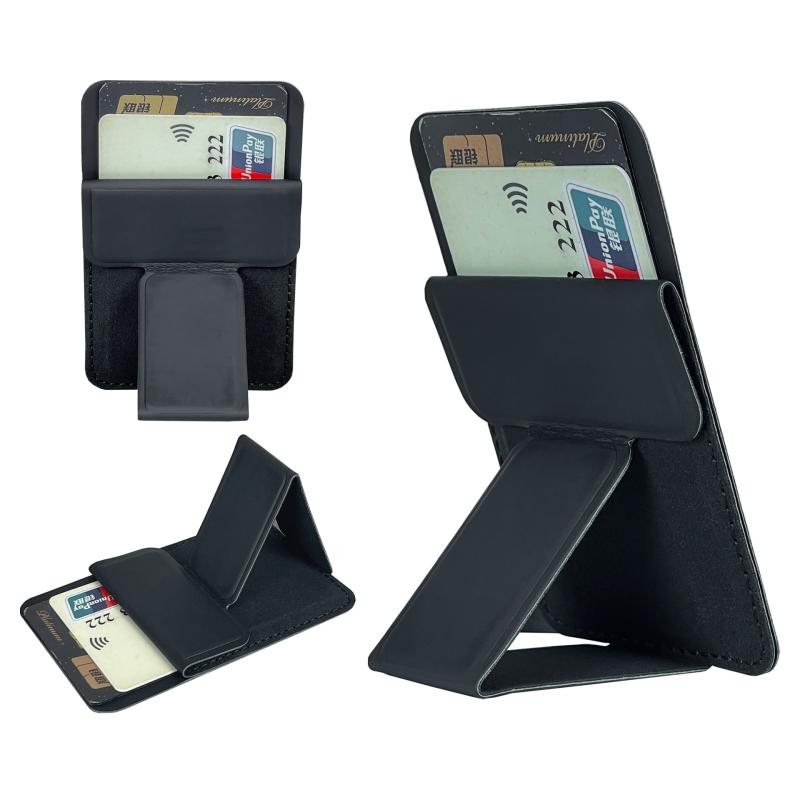 2 In 1 Phone Wallet Stick On Credit Adhesive Card Holder For Back Of Phone Case Pocket Card Slot Folding Kickstand Stand