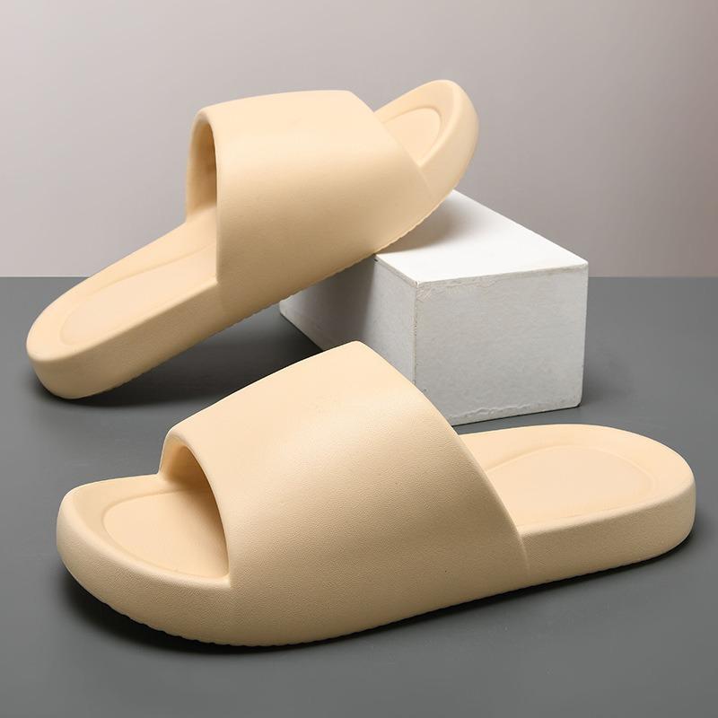 

Slippers men s new outer wear household sandals bathing in the bathroom eva non-slip one-word drag silent and light home drag 44-45 бежевый