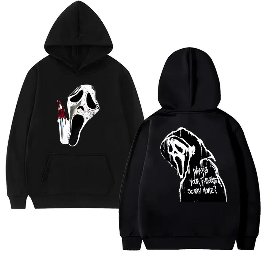In Gothic Double Sided Printed Streetwear Women Ghostface Graphic Hoodie Fleece Long Sleeve Sweatshirts