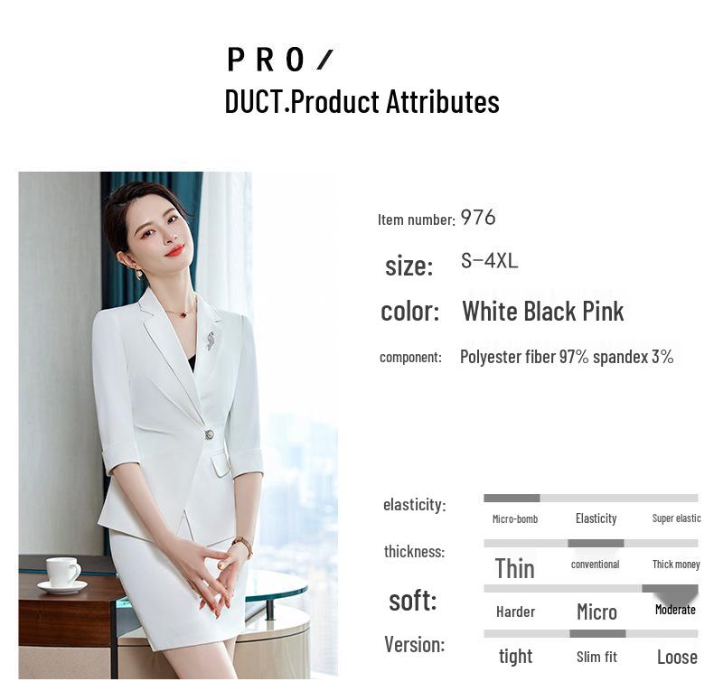 Women's White Professional Summer Suit Set for Beautician or Salon Manager