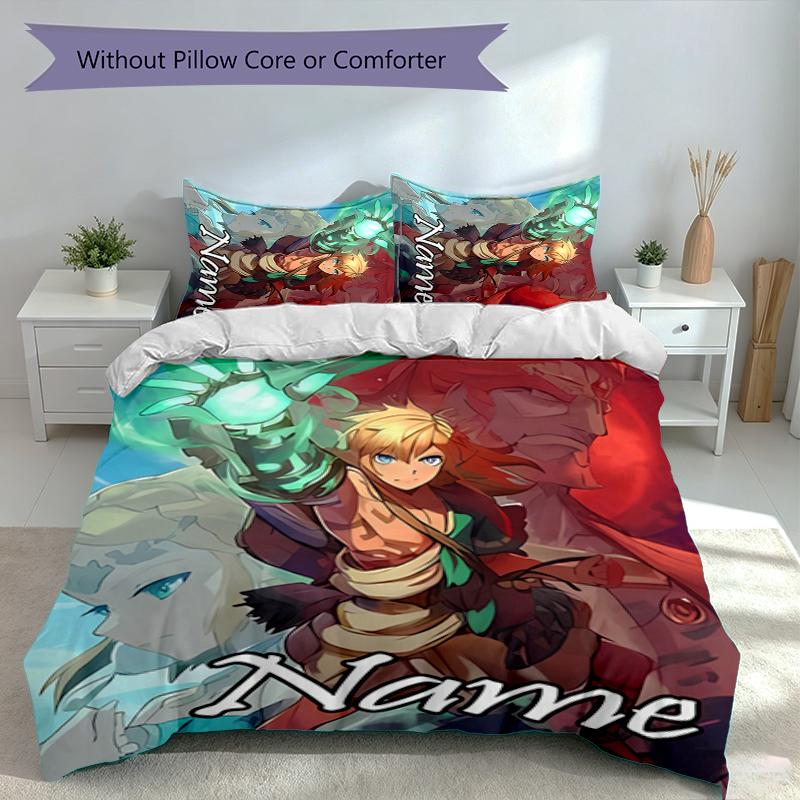 3pcs Custom Name The Legend of Zelda Breath of the Wild Bedding Set,Includes 1 Duvet Cover and 2 Pillowcases,All-season Bedroom Decor