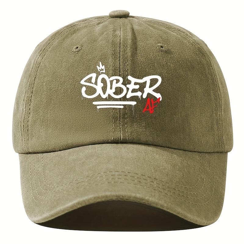 Кепка-бейсболка  SOBER AF  | Потертая папина кепка с короной и мечом для рыбалки в стиле хип-хоп Adjustable