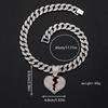 Fashion Wind Alloy Full Diamond Boyfriend Love Pendant Necklace Men'S And Women'S Hip Hop Broken Heart Pendant Chain