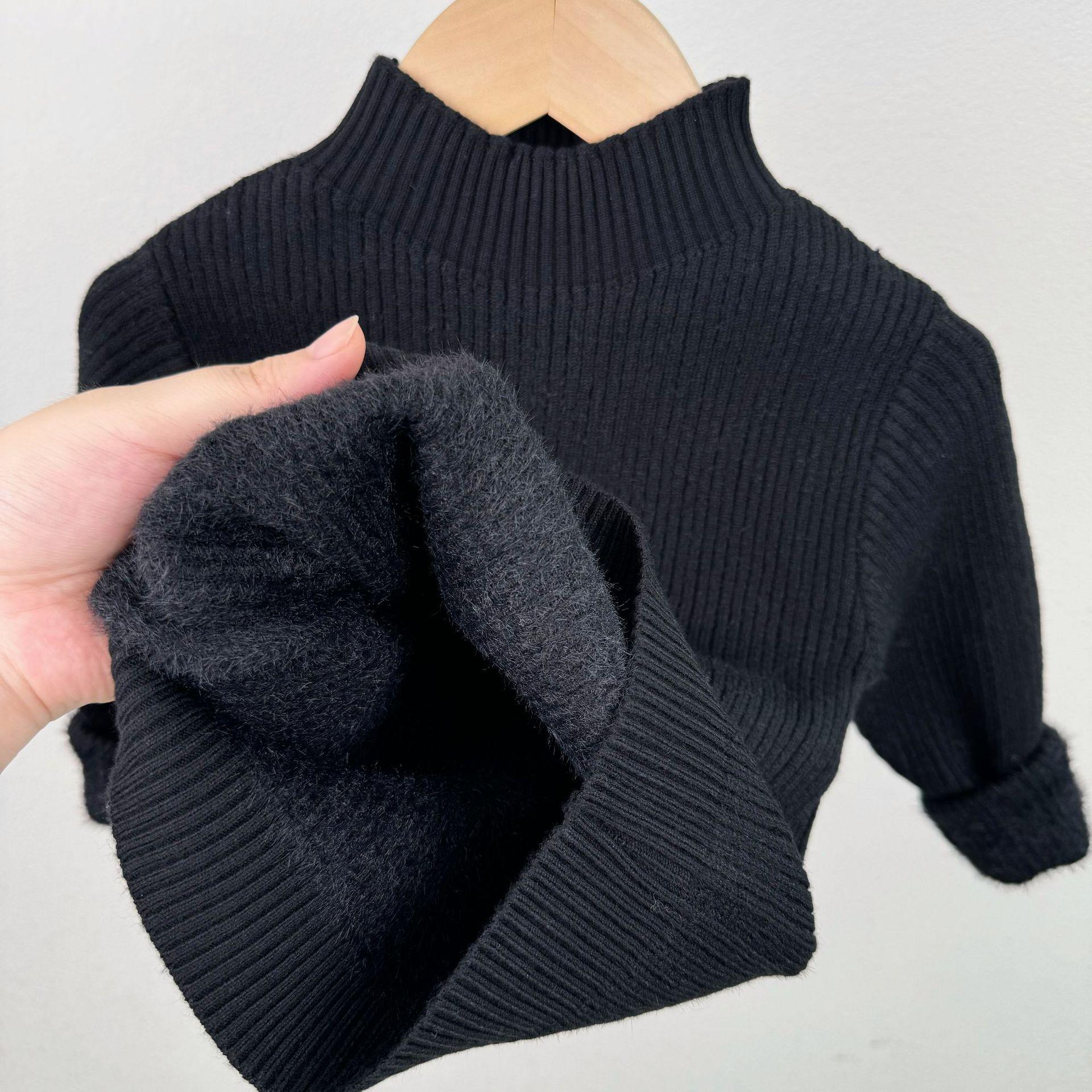 

Infant Fleece-Lined Knit Sweater: Thickened One-Piece Winter Style for Boys & Girls. 130 cm чорний