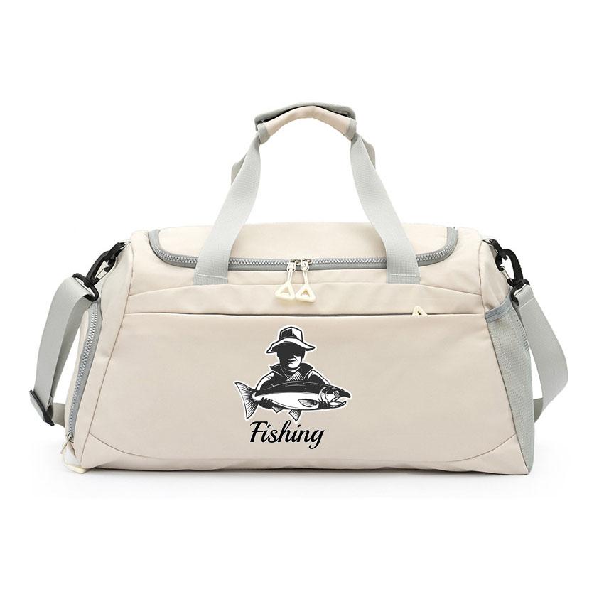 Fishing Pattern Printing Beach Shoulder Bag Large Capacity Travel Luggage Bag Handbag Fitness Yoga Basketball Bag