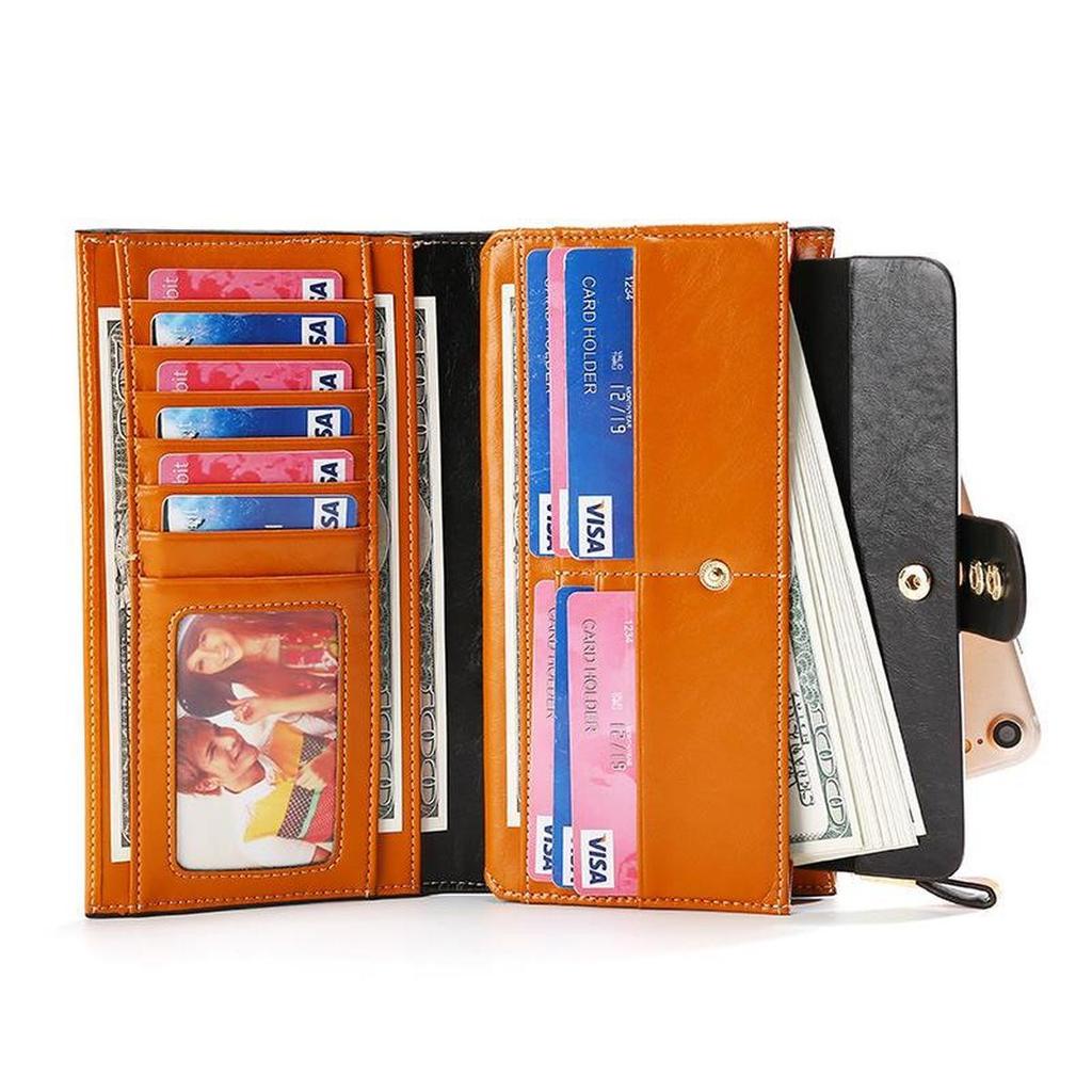 Women's Leather Wallet Long Large-capacity RFID Retro Wallet CLE