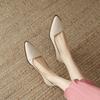 Fashion Women's Pumps Pointed Toe Shallow Mouth Leather Shoes Women's Elegant Fashion Solid Thick Middle Heels Dress Shoes for Women