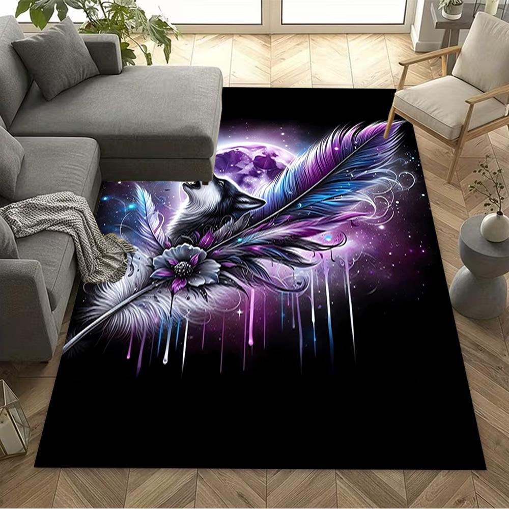 1pc Wolf Pack Forest Design Home Carpet Non-slip Office Decor Gift Living Room Bedroom