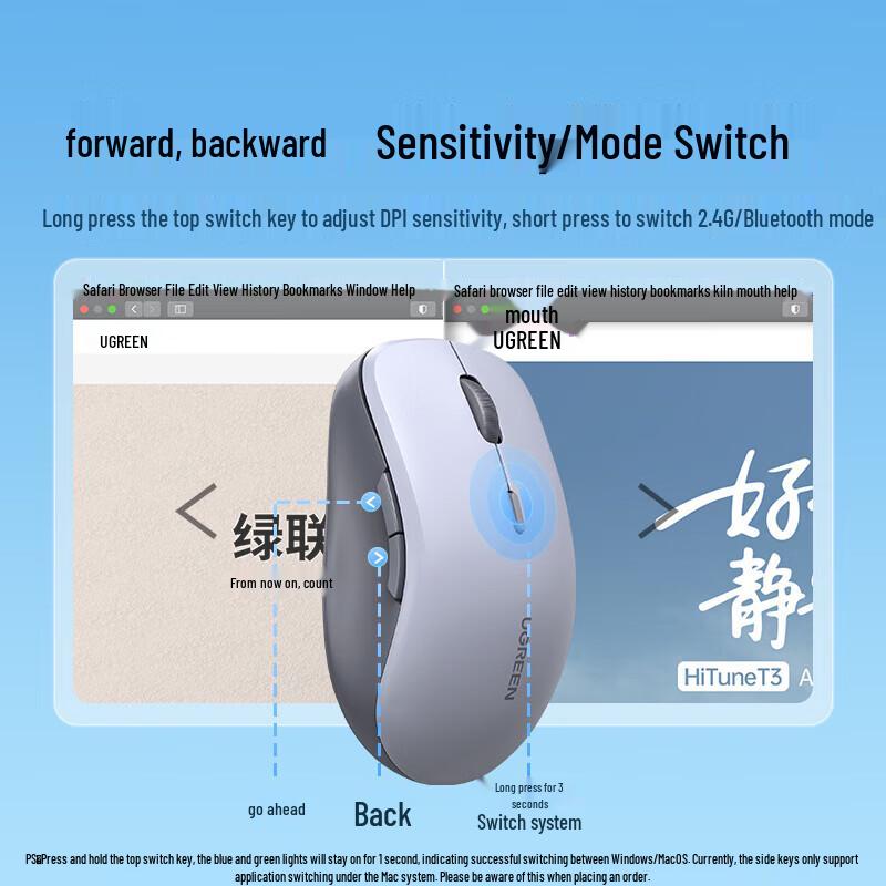 Ugreen Dual Mode Wireless Bluetooth Mouse