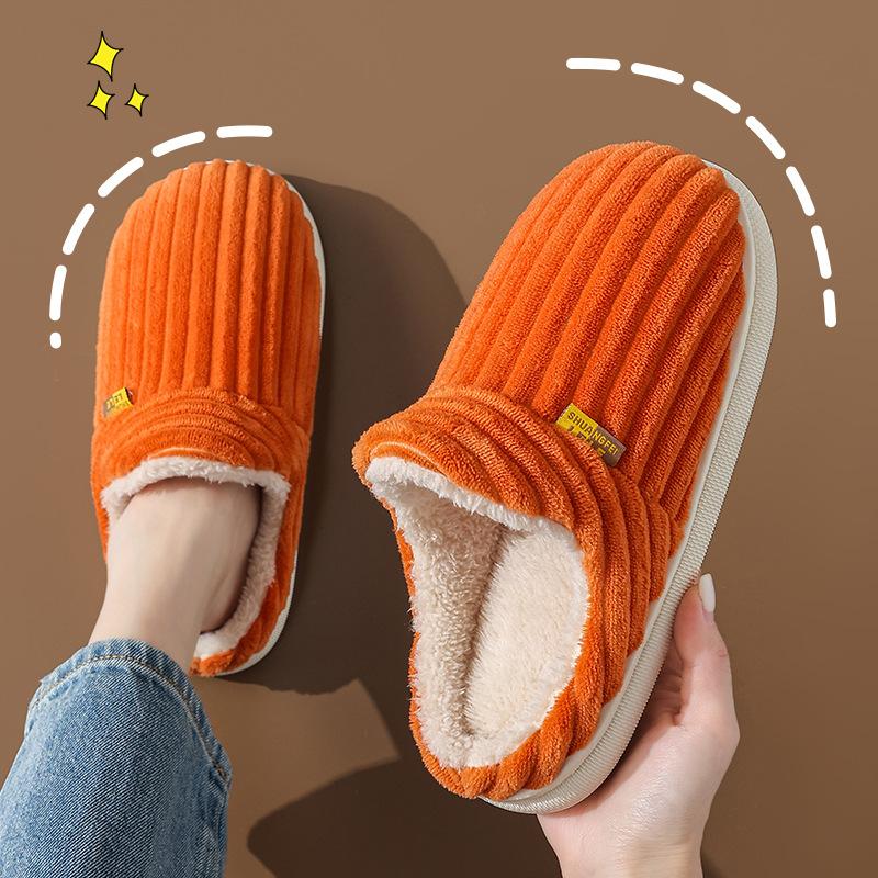 Chinelos de algodão de inverno para casais femininos em casa para se manterem aquecidos e fofos Bolsa doméstica interna com sola grossa masculina