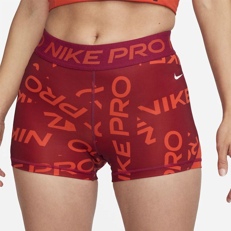 Nike Pro Letter Print Slim Fit Sports Shorts Women shorts Noble-Red FB5457-620
