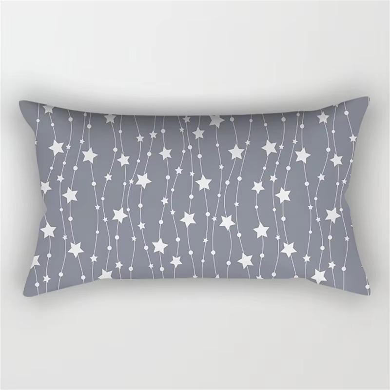 Patchwork Grey Geometric Pattern Print Decoration Bedroom Living Room Office Waist Support Home Rectangular Pillowcase