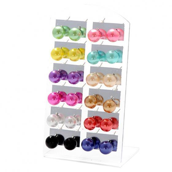 Women's 12 Pair Ear Stud Faux Pearl Round Ball Earrings Set Eardrop Multi-color