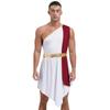 Greek Roman Role Play Outfit - Men's Color Block One Shoulder Dress Irregular Hem for Halloween Party