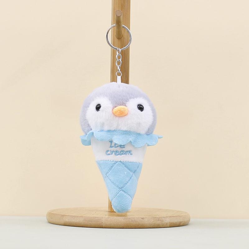 Cute Cream Ice Penguin Plush Pendant Keyring With Embroidered Design Letters