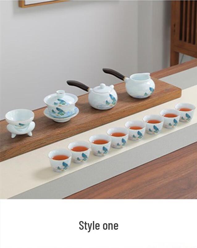 Modern Mutton Fat Jade White Porcelain Office Tea Set