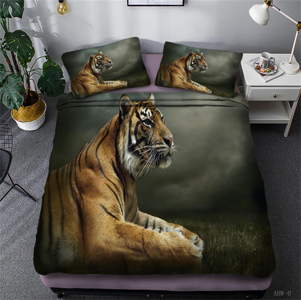 Luxury Family Bedding Set Bedroom Quilt Cover and Pillowcase Men's Bedding Tiger Print Quilt Cover Bedroom Bedding King Bed