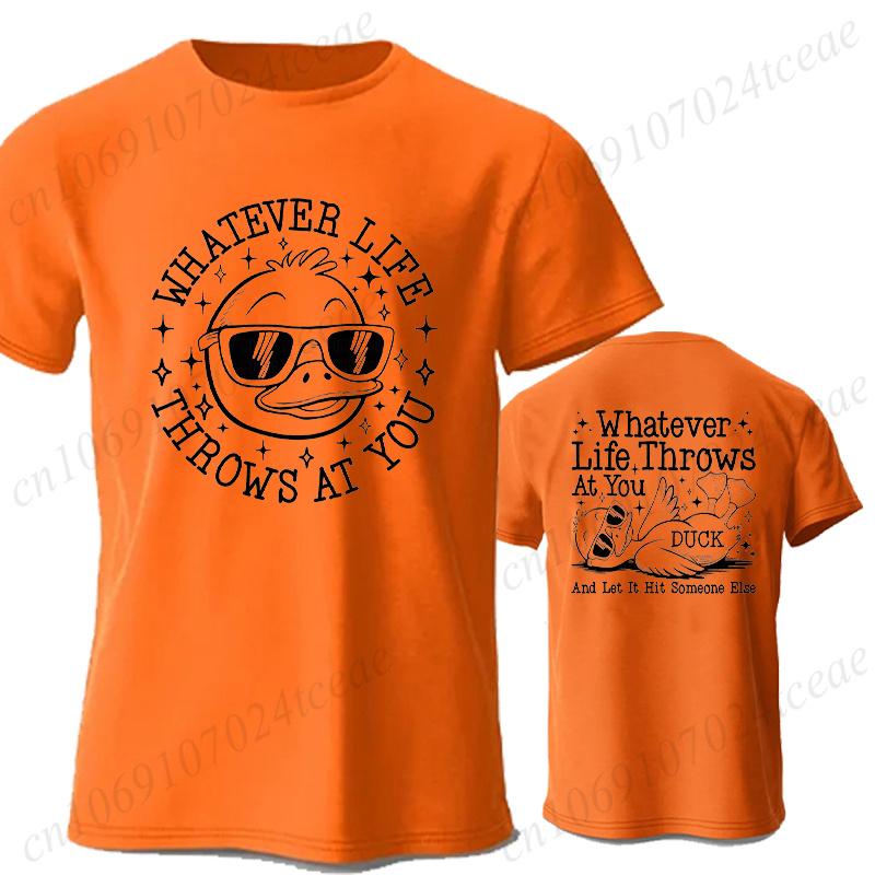T-shirt for Men Whatever Life Throws At You Funny Sarcastic Y2K Tops Harajuku Funny Duck Snarky T-shirt Summer Short Sleeve