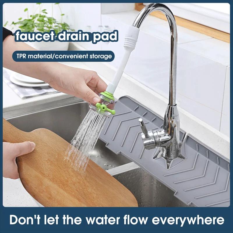 Kitchen Silicone Faucet Mat Sink Splash Guard Catcher Faucet Absorbent Mat Countertop Protector for Bathroom Kitchen Gadgets