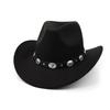 Black Cowboy Cowgirl Hat Wool Blend With Leather Band Sun Shading Hat