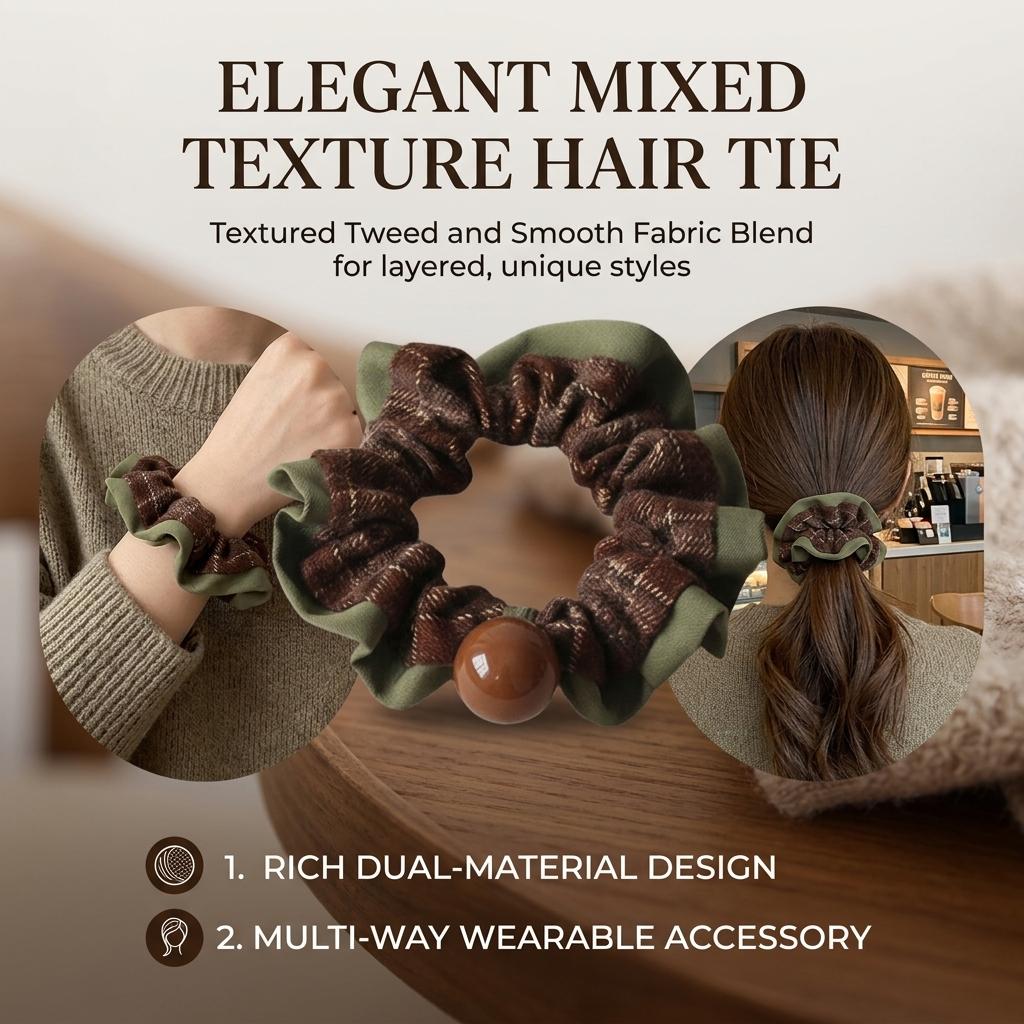 Women's Retro French Hairband With Pearl Beads And Plaid Design For Elegant Occasions