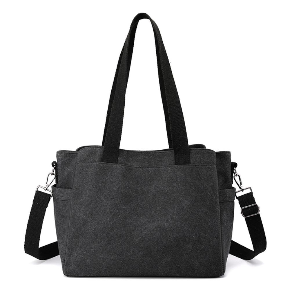 Fashion Simple Large Canvas Women Tote Bag, Durable Dual Carry Bag For Office Document Storage, Student Books And Weekend Leisure Outdoor Trips
