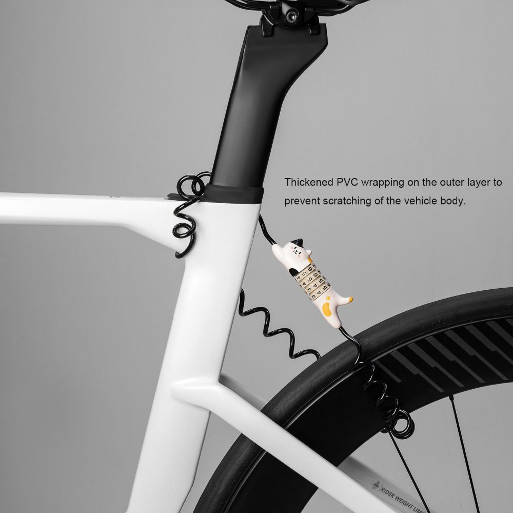 Telescopic Steel Cable Cycling Lock Cute Cat Bike Security Lock Cycling Accessories