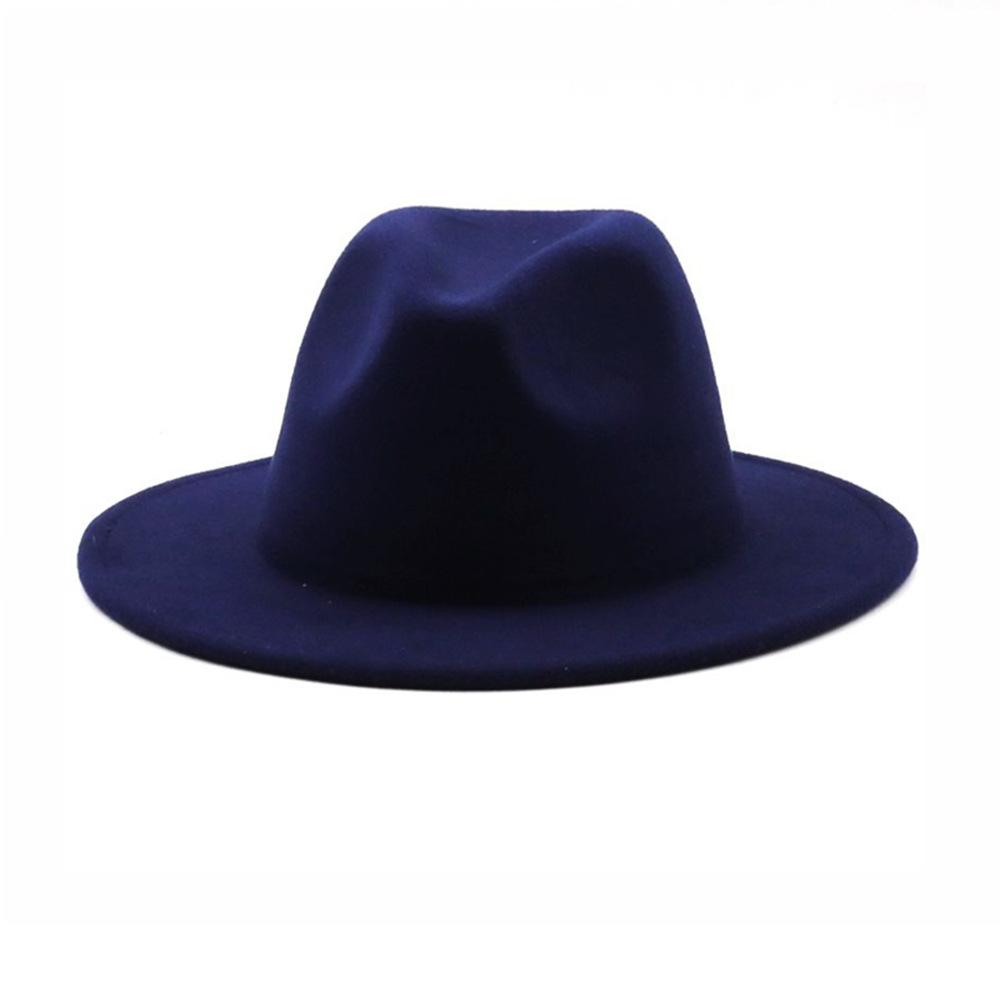 Men'S And Women'S Thermal Hats, Woolen Jazz Big-Brimmed Top Hats, British Retro Solid Color Light Board Felt Hats